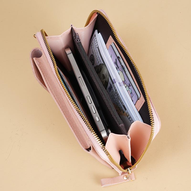 Módní korejská mini taška přes rameno: Dámský univerzální držák na mobilní telefon a peněženka s více sloty na karty