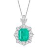 European and American retro simulation emerald pendant ring hand-set diamond women's main stone 12 * 14