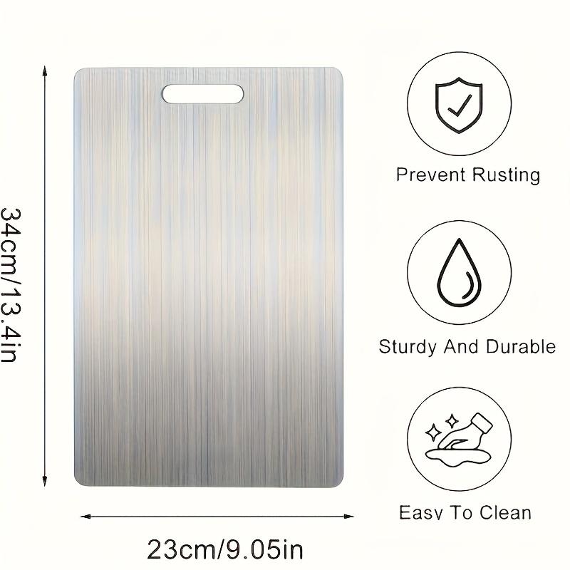 Stainless Steel Antibacterial Cutting Board Double-Sided, Mildew-Proof Kitchen Board for Food Preparation