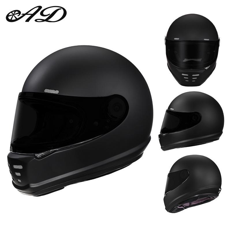 Retro Carbon Fiber Full Face Helmet for Kids - Motorcycle, Cruiser, Scooter