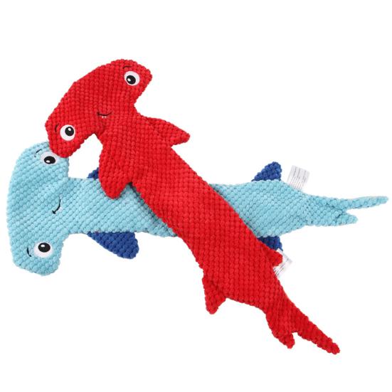 Yousheng Dog Squeaky Toy Tear-resistant Soft Hammerhead Shark Shape Pet Dog Chewing Toy for Home