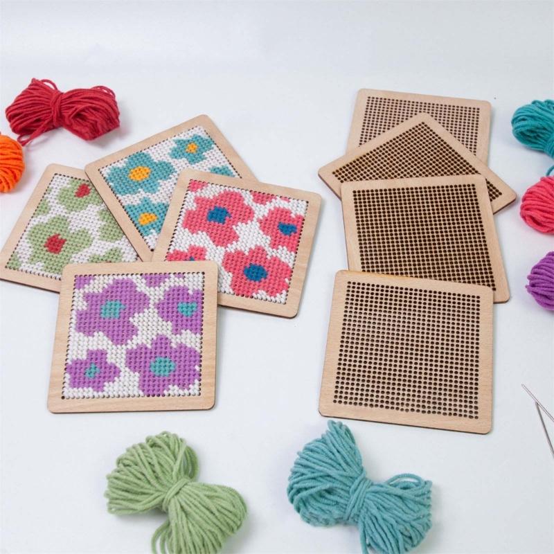 Flower Coaster Crochet Kits Needlepoint Starter Kits with Hook Needlepoint Kits Crochet Starter Kits for Craft Lovers