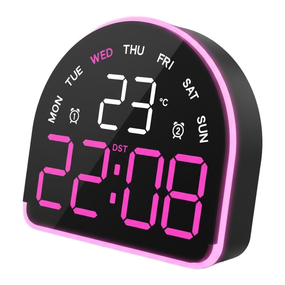 Electronic LED Clock with Ambient Light Adjustment Multiple Alarm Options and Dual Celsius/Fahrenheit Temperature Display