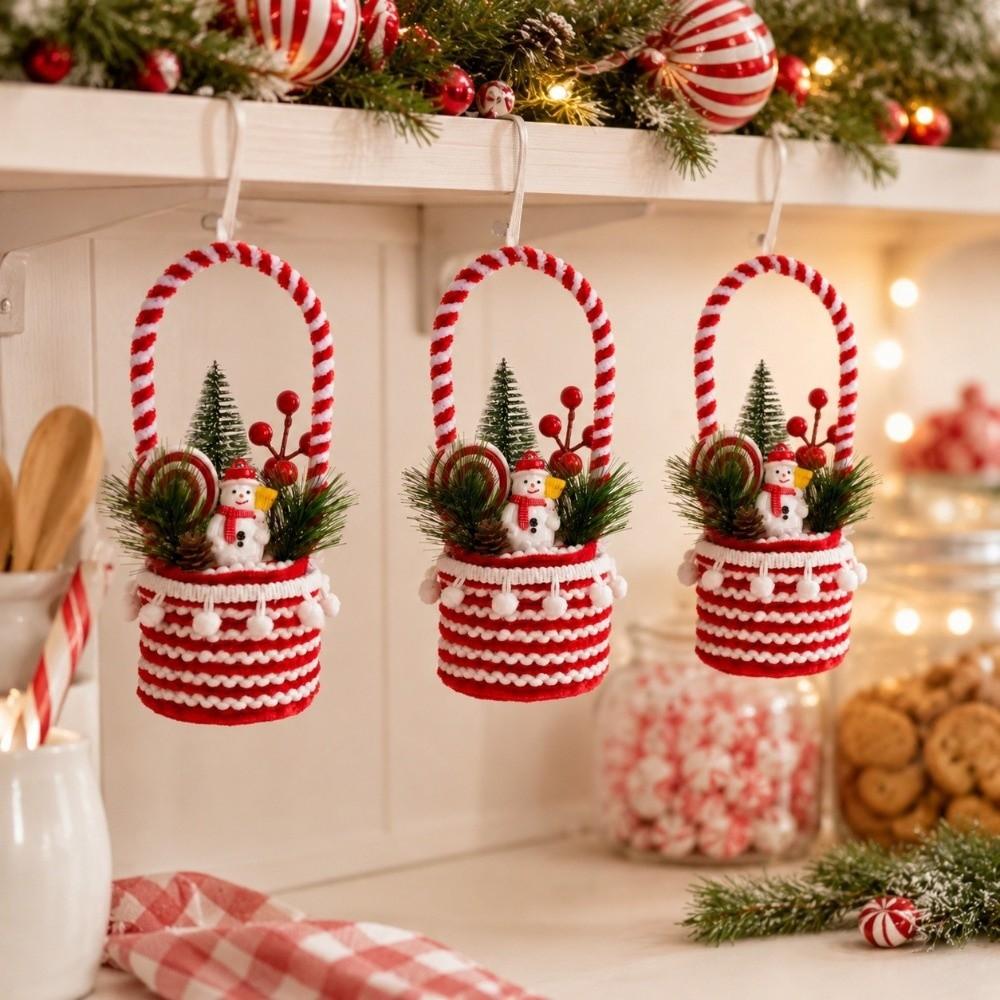Party Atmosphere Christmas Candy Basket Hanging Design Christmas Tree Pendant Desktop Display