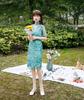 1011 summer medium and long young lace embroidery improved cheongsam daily girl hollow stand-up collar temperament fashion cheongsam