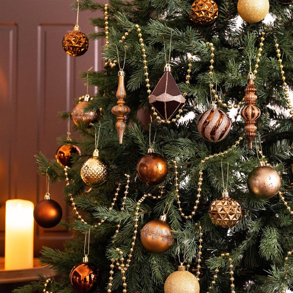 Valery Madelyn Christmas ball gorgeous set of 40 in gold and Perfect for Christmas tree Stylish and gorgeous in and Nordic-style ornaments, copper.