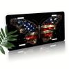 For Decorative Purposes solely - License Plate Cover And Frame, Starry Sky Wings Patriotism: Butterfly And American Colors Decorate The Front, Decorat