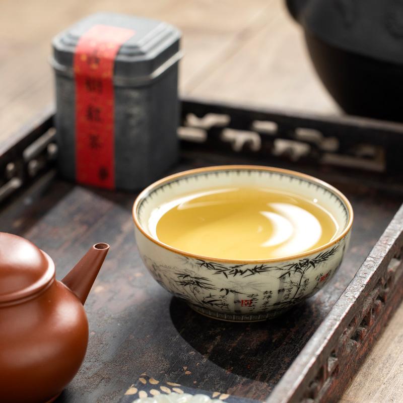 100ml Ru Kiln Bamboo Pu Erh Cup Teacup Master Cup Ceramic Home Single Cup High End Kung Fu Tea Set