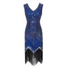 Retro Sequined Beaded Dress Front and Rear Deep V-neck Fashionable Fringed Dress, Popular Evening Dress