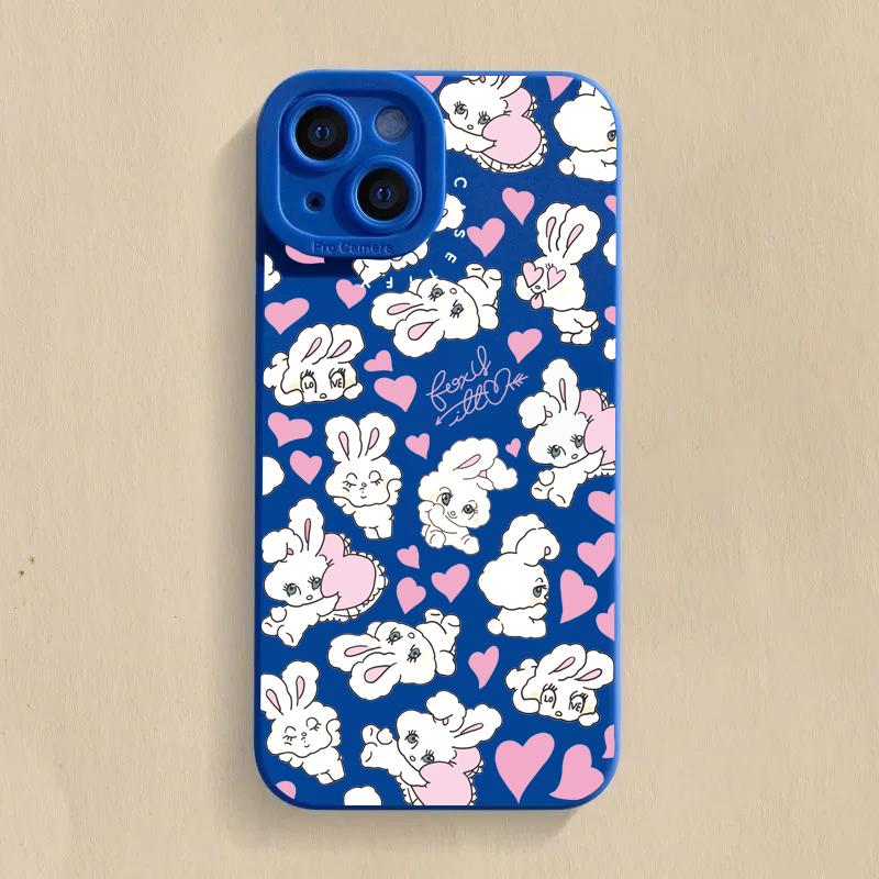 Cute Colorful Rabbit Silicone Phone Case For  Redmi Note 13 12 11 Pro Plus 13 12S 11S 11 10S 10 Redmi 12 4G 13C Soft Cover