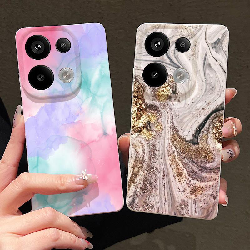 Gradient Watercolor Marble Case For Xiaomi 13T Redmi Note 15 Pro 4G Leather Texture Silicone Cover For Redmi Note 14 13 Pro+ 5G