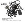 Tentacle Design Keychain Pendant with Compass Lobster Clasp Pirate Style Metal Aged Mysterious Oxidation Texture Red Eye Octopus Shape Key Ring