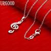 925 Sterling Silver Treble Clef Note Pendant Necklace With AAA Zirconia - Fashion Evening Jewelry