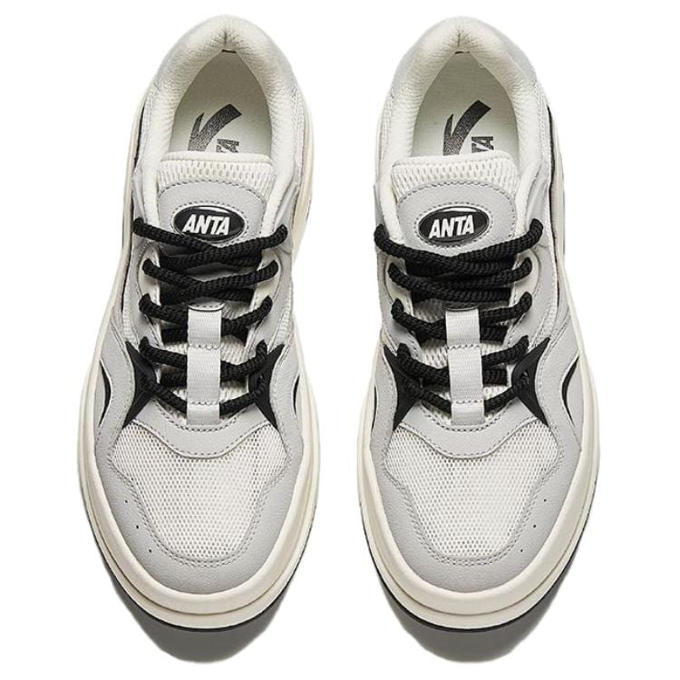 Anta Seaweed Height Increasing Lightweight Height Increasing Lightweight Low Top Skateboard Shoes Men's White Gray 912428011-1