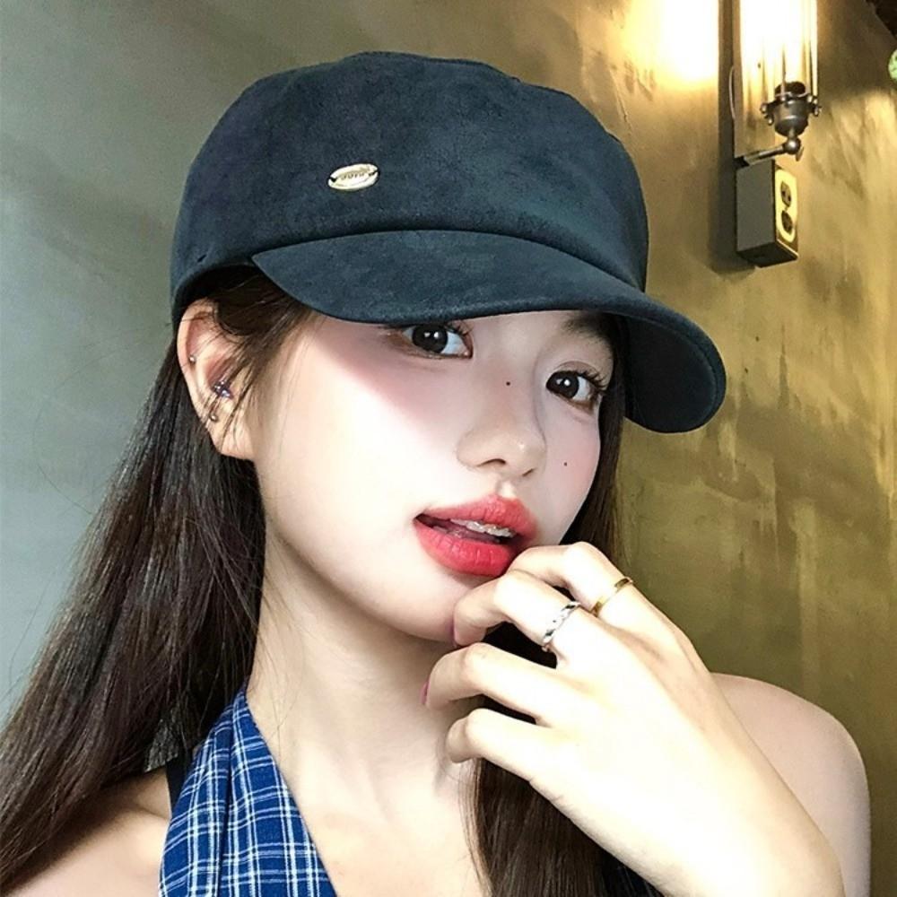 Vintage Suede Beret Flat Brim Beanie Cap Fashion Painter Berets  Women