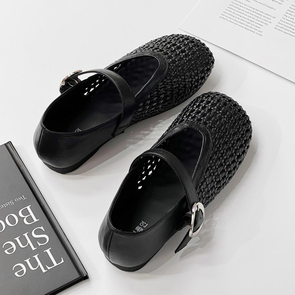 Mary Jane single shoes women's new fashion hollow mesh shoes flat bottom one word with fisherman shoes hole shoes women