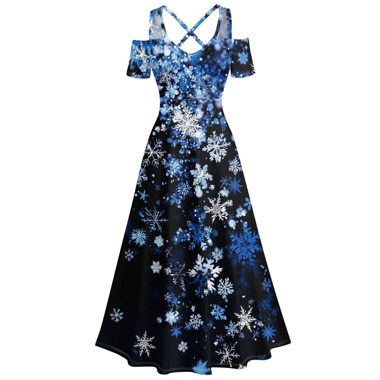 

Женское повседневное и модное платье с принтом, сексуальное, на подтяжках, ретро, большое платье-качели XXXL синий