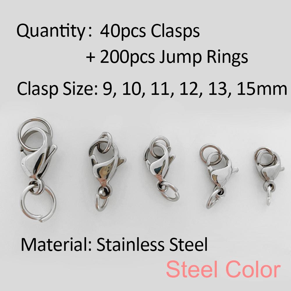 

40pcs Stainless Steel Gold Plated Lobster Clasp PLUS Jump Rings for Bracelet Necklace Chains DIY Jewelry Making Findings 9mm