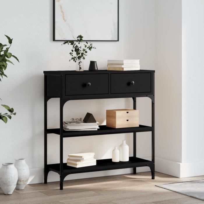 VidaXL Table console noir 72,5x25x75 cm bois d'ingénierie 834185