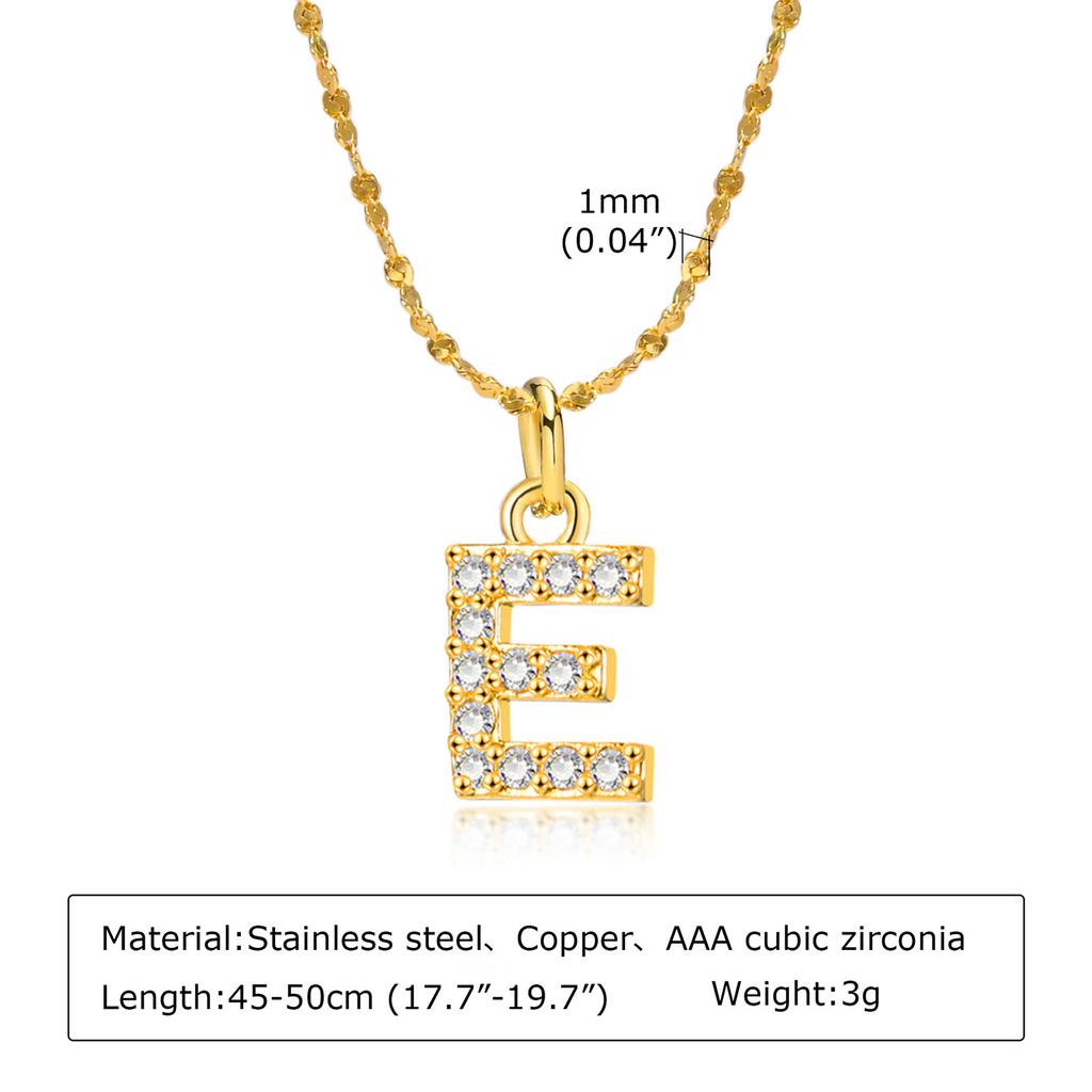 A-Z Initial 26 Letters AAA Cubic Zirconia Pendants Necklace For Women, Stainless Steel Dainty Charm Necklaces Fashion Jewelry