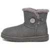 MINI BAILEY BUTTON CRYSTALS Pelle Scamosciata di Mucca Termiche Comode Stivaletti da Neve Bassi Donna Grigio Carbone 1138170-CHRC