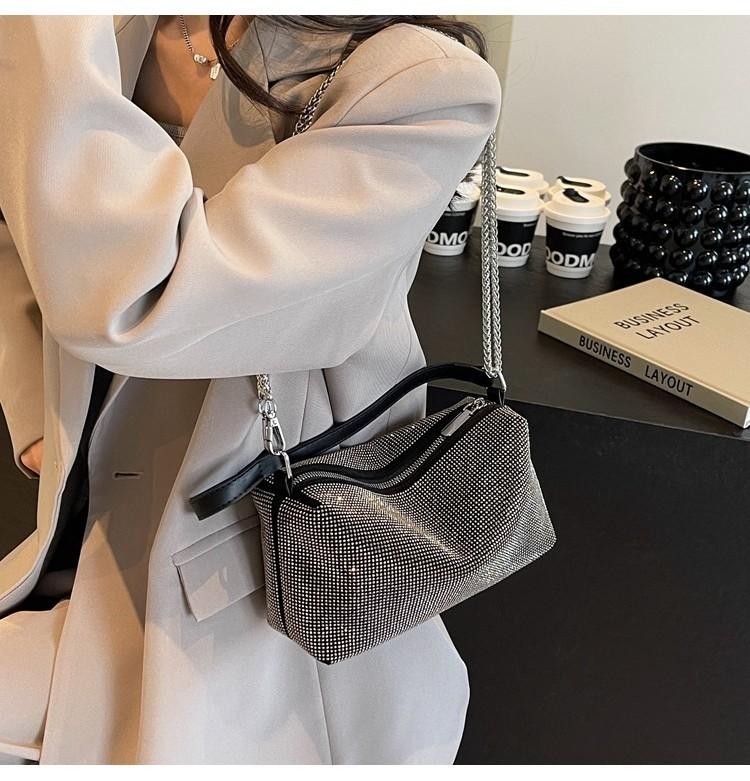 Stylish French Cross-border Trendy Shoulder Bag With Diamonds For Women