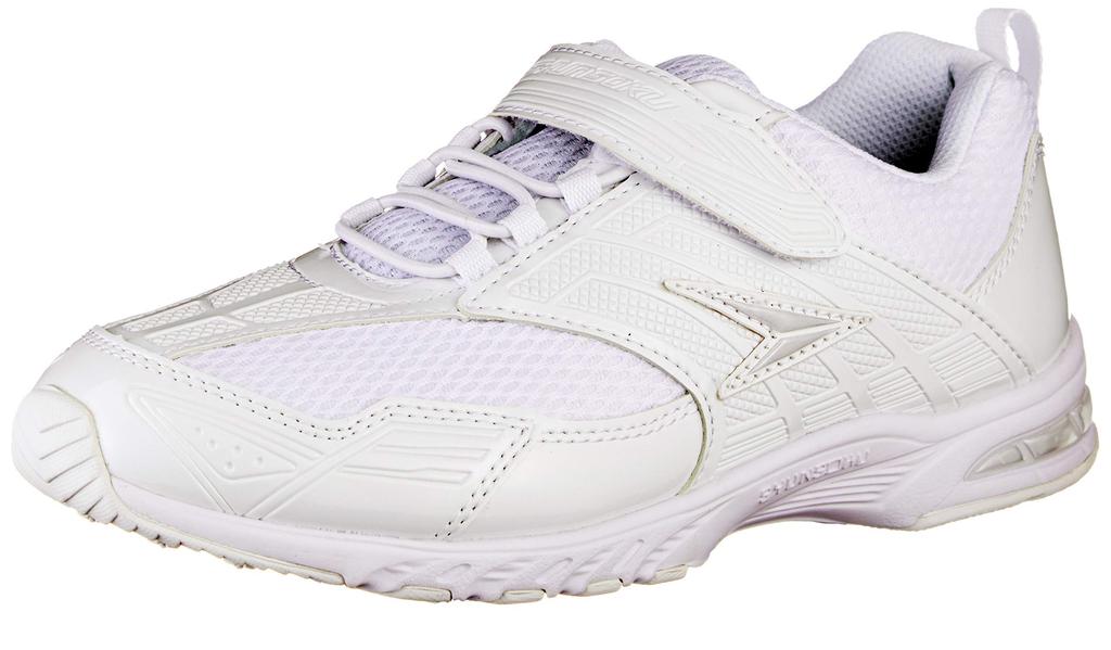 Shunsoku Sneakers for SJJ cm School, Waterproof, Lightweight, 19cm~24.5cm, 2E, Kids, Boys, 5460, White/White, 19.0