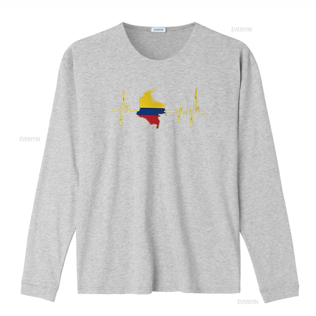 Mens Heartbeat Design Colombian Flag Colombia T Shirt Black vintage Washed Versatile Casual Stretched graphic designer clothes
