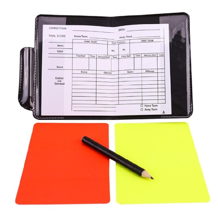 Set di Cartellini per Arbitro, Set Arbitro Sportivo Fischietto Metallico Sportivo Cartellino Rosso Giallo, Block Notes con Matita, Attrezzatura per Arbitro