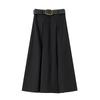 2026 Spring Women's High-Waisted Pleated A-Line Skirt with Belt - Drapey and Slimming