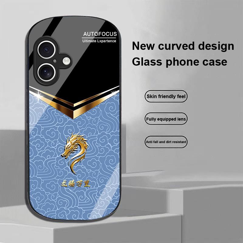 V-shaped Faucet For Apple IPhone 16 11 13 15 14 Pro Max 12 Mini 7 8 Plus XR X XS SE Elliptical Shaped Tempered Glass Phone Case