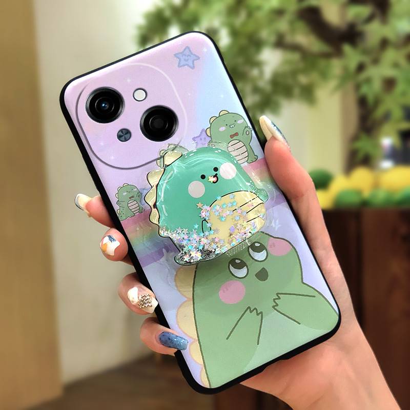 protective Rotatable stand Phone Case For Tecno POP9 4G/Spark GO 1/KL4 Waterproof TPU Skin feel silicone Glitter Durable