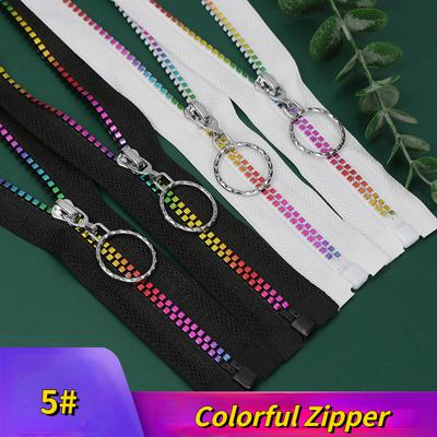 5# Gradient Color Resin Zippers Colorful Square Open-end Auto Lock Zippers Jacket Garment Accessories DIY Apparel Sewing
