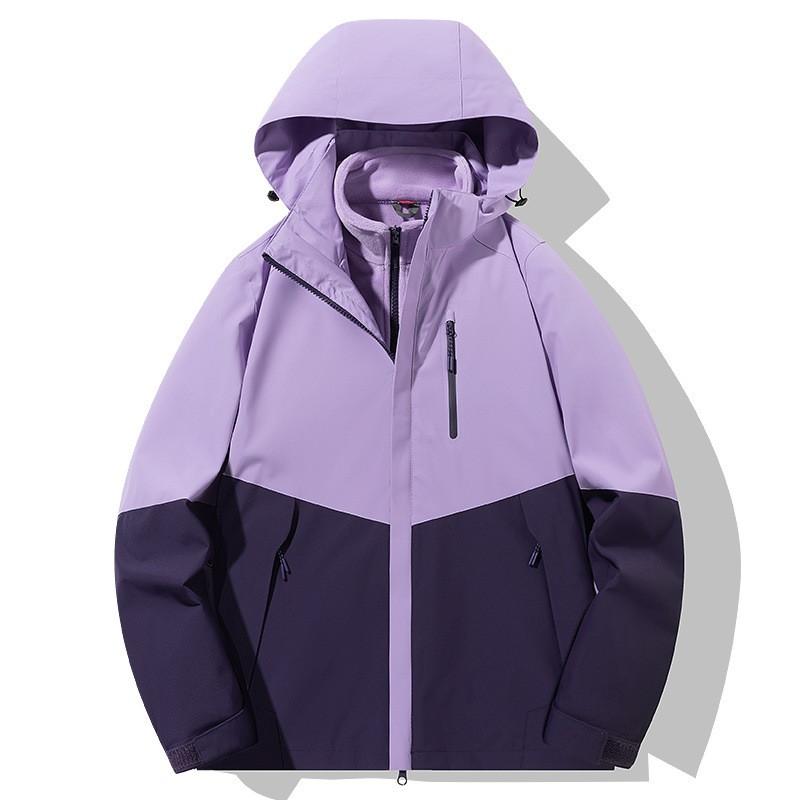 Men Women 3-in-1 Detachable Hooded Windproof Waterproof Outdoor Jacket With Fleece Liner Hiking Camping Cycling Winter
