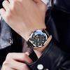 OLEVS Men's Stylish Black Waterproof Business Watch Quartz Analog Chronograph with Date Display