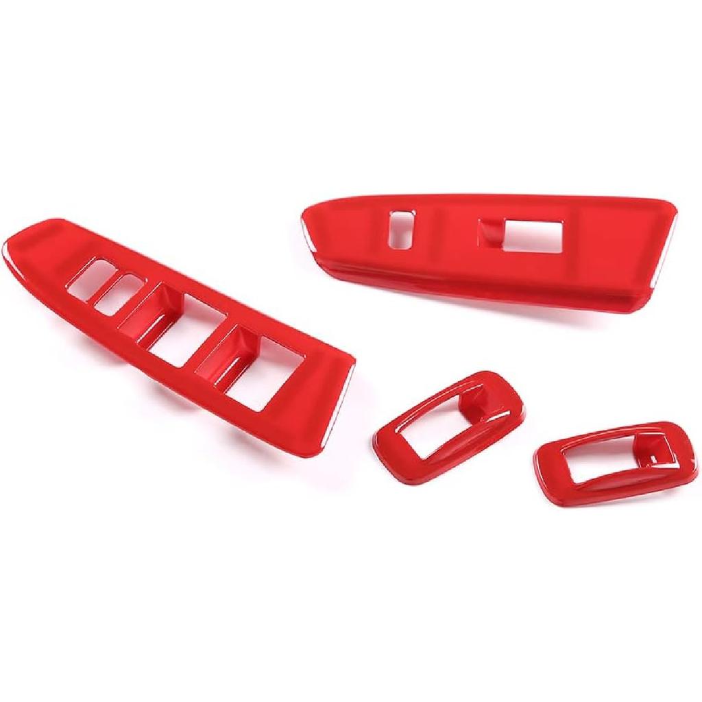 ABS Car Look Interior Door armrest Window Switch Panel Cover Trim for Toyota Tacoma 2011 2012 2013 2014 2015 (red)
