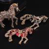 Enamel Strong Horse Brooches Rhinestone Metal Badge Pin Zodiac Animal Lapel Pins  Unisex