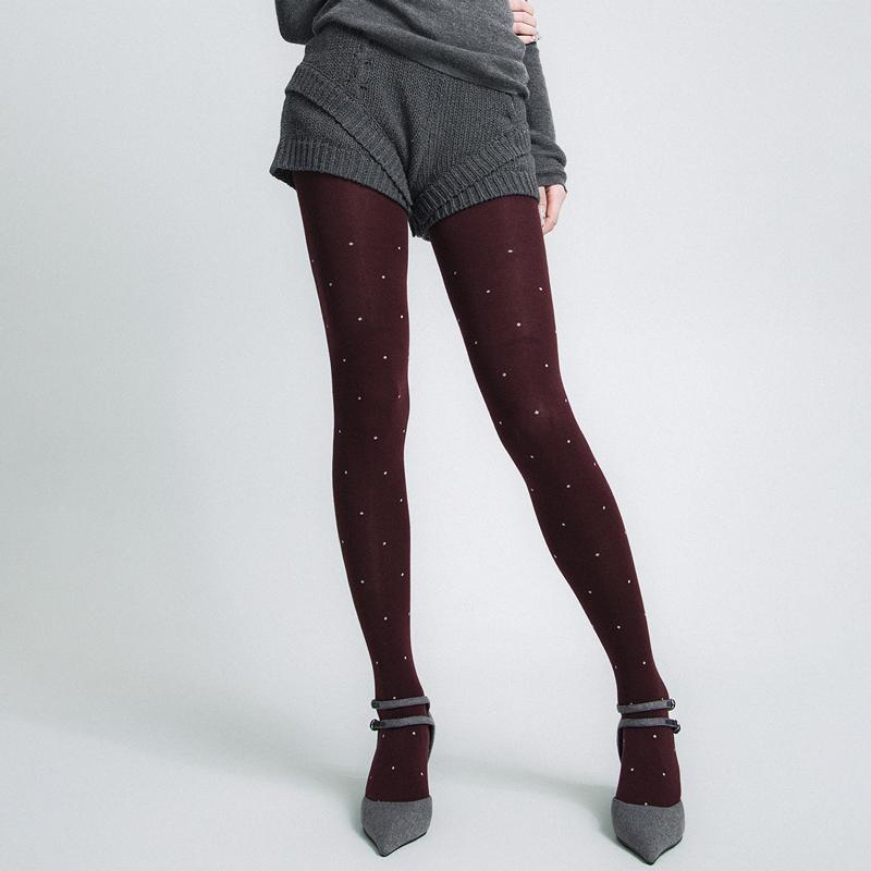 

Колготки с принтом в горошек, женские тонкие бордовые колготки для офиса, сексуальные женские колготки в стиле ретро 2025 года на весну и осень One Size бордовый