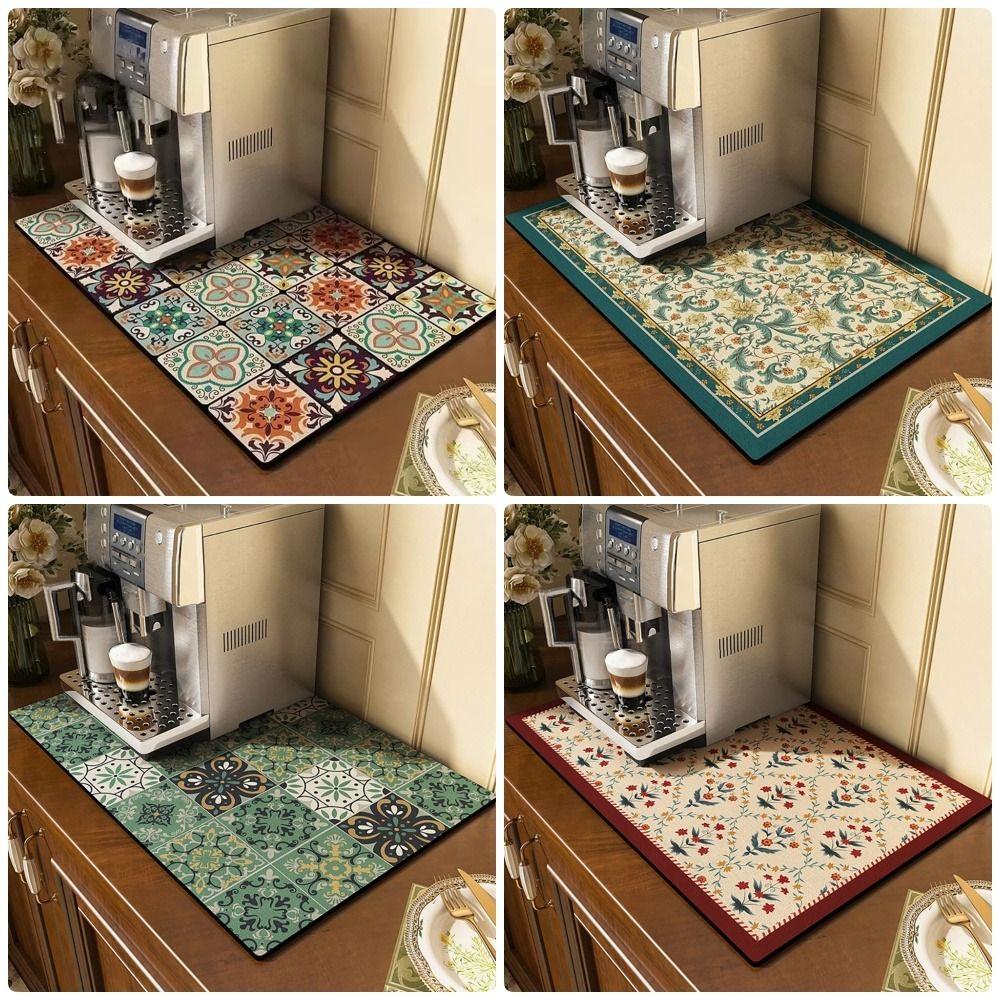 

1Pcs Super Absorbent Drainage Mat Quick Drying Draining Pad CoffeeMat Kitchen Tableware Style 3 30x40cm