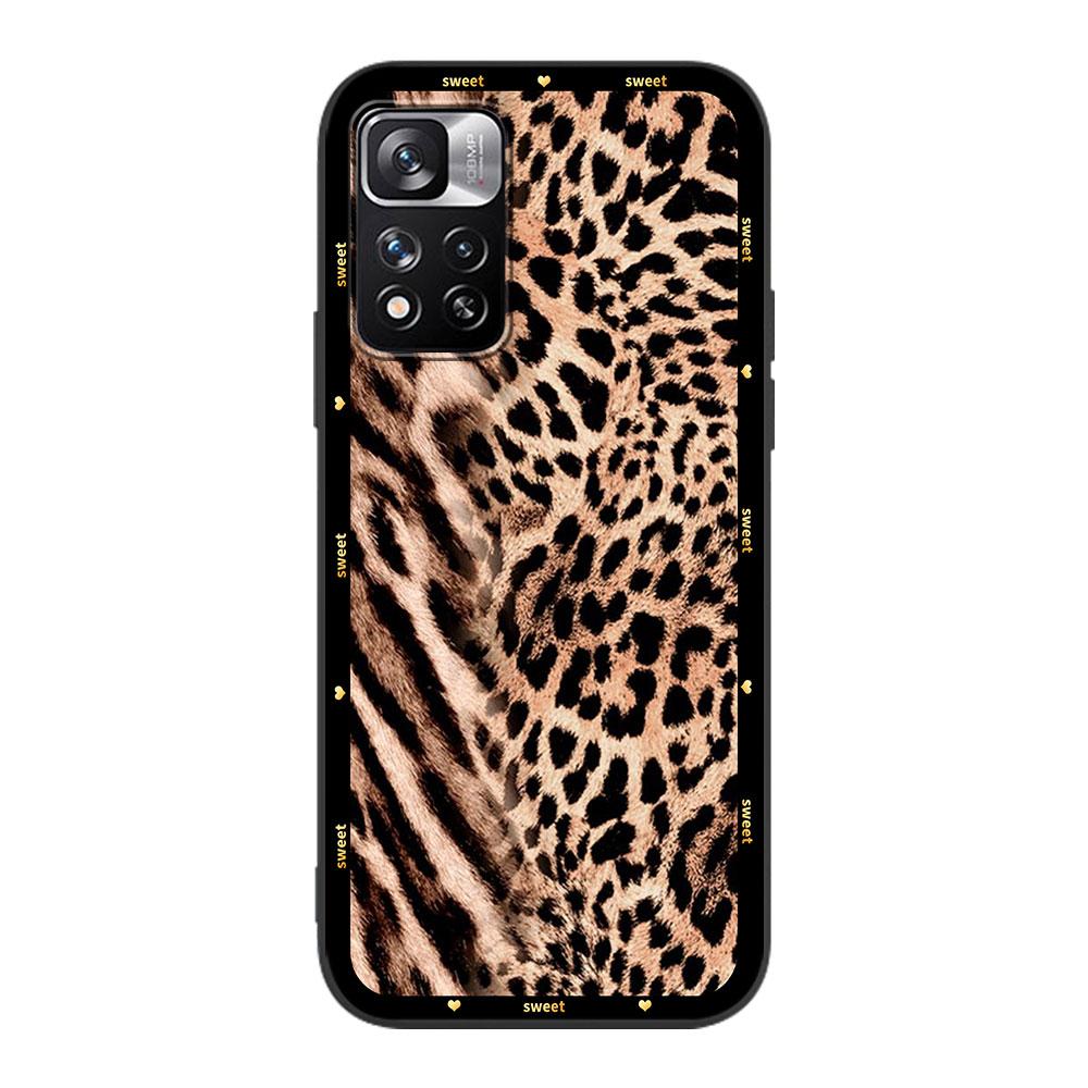 Case for Xiaomi Redmi Note 12 9S 8 10 11 Pro 10C 9C 9A 8T 8A 10S 11T 11E 9T 9i Black Silicone Phone Cover Animal Leopard Print