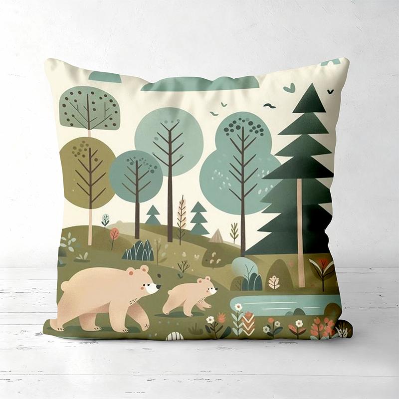Cute Animal Forest Theme Throw Pillow Covers Polyester pillowcase, sofa decorative cushion cov Headboard Pillow