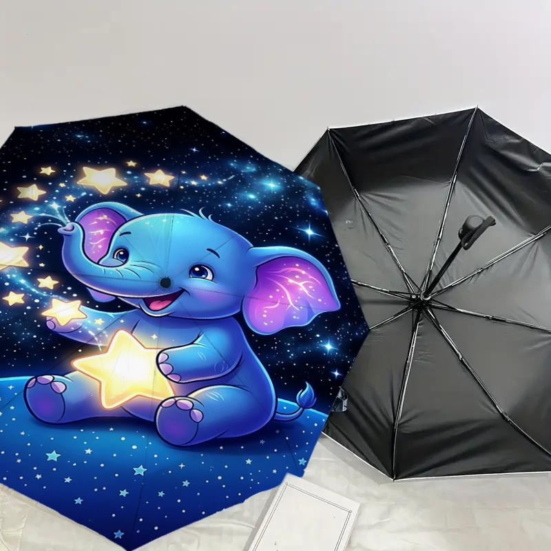 1PC Elephant Umbrella-8-Rib Reinforced, Automatic Open, Lightweight & Durable, Fashion Accessory for Outdoor, J0379