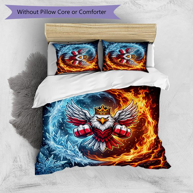 Set Biancheria da Letto Stampata Calcio Polonia 3 Pezzi Set Copriletto Traspirante Accogliente come Regalo per Inaugurazione Casa o Festa