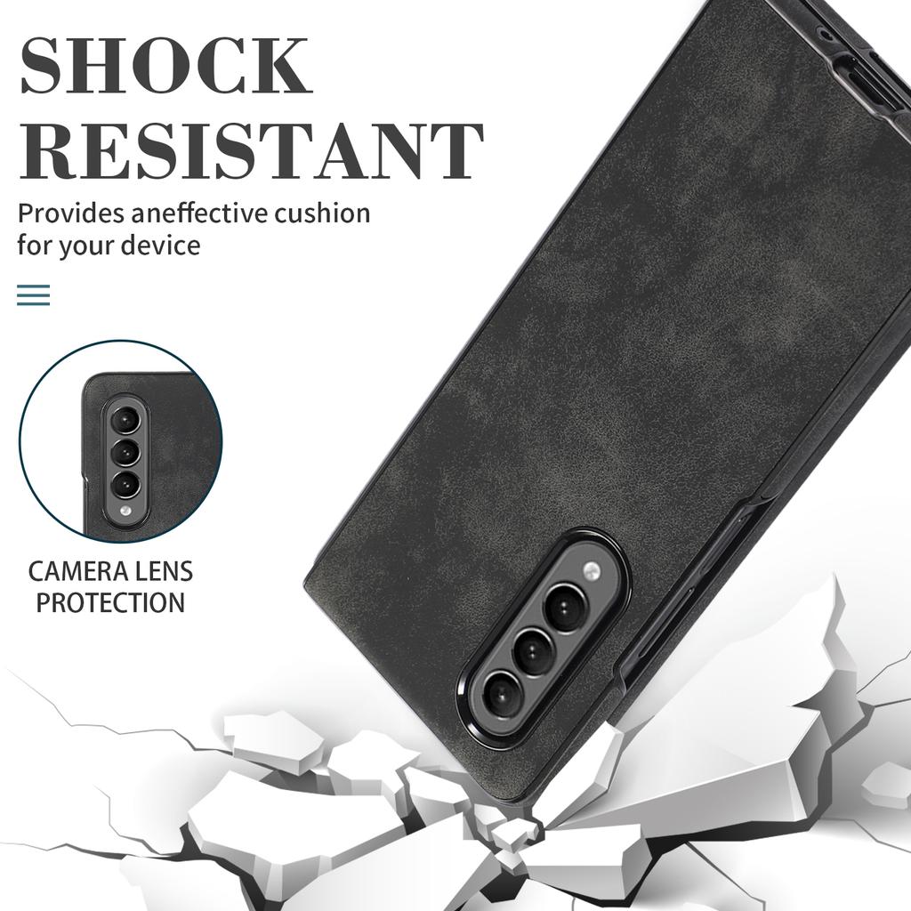 Luxury Retro Leather Phone Case for Samsung Galaxy Z Fold 4 Case Z Fold 3 Case Galaxy Z Flip 4 Case Z Flip 3 Anti-knock Cell Phone Protective Coque