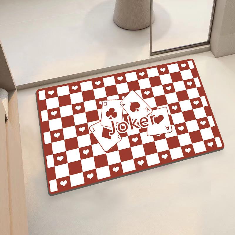 Checkerboard Soft Diatom Mud Absorbent Mat Bathroom Bathroom Door Non-slip Quick Drying Mat Door Mat Entry