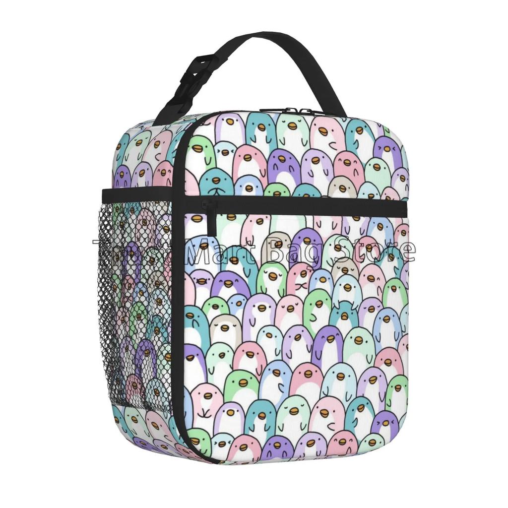 Roztomilý tučňák Pozdrav Izolovaný obědový box Opakovaně použitelná přenosná taška na oběd Termo chladicí taška Bento Tote pro chlapce dívky ženy do školy práce