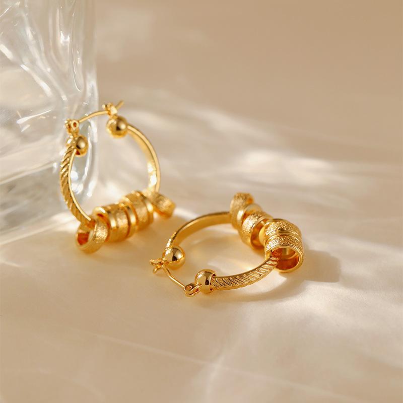 Vintage Punk Geometric Round Multi Hoop Gold Plated Earrings For Women