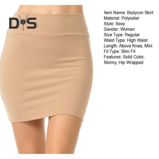 Sexy Women High Waist Pencil Mini Skirt Office Lady Hip Wrapped Solid Color Elastic Bodycon Short Skirt Female Clothing