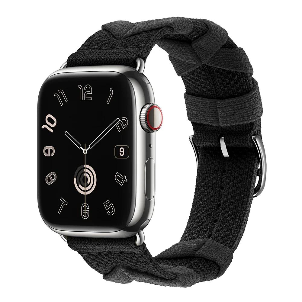 

Strap For Apple Watch Ultra 3 49mm 46mm 42mm Braided Nylon Correa For iWatch Series 11 10 9 8 7 6 45mm 44mm 42mm 40mm 41mm Bracelet Series11/10 46mm чёрный