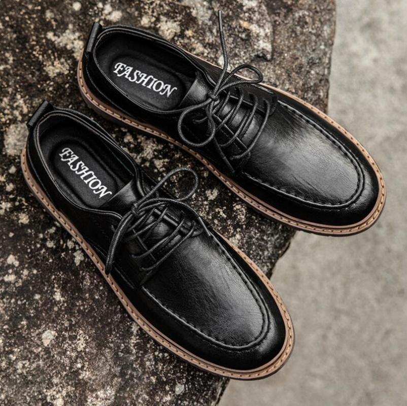 Autumn New Men Shoes Brogue Casual Shoes Men Genuine Leather Shoes Work Boots Business Casual Sneakers